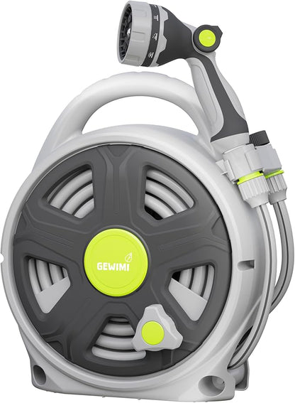 Retractable Garden Hose Reel, 65FT Heavy Duty Hose With 10 Spray Patterns - Leakproof, Durable & Compact Design for Garden Watering, Car Washing, Pet
