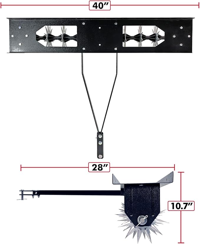 Brinly SA2-40BH-P Tow Behind Spike Aerator with Double Tow Bar, 40" - Textured Black