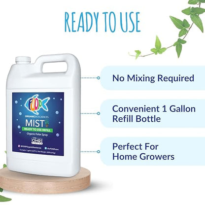 FOOP Mist (Refill) - Organic Foliar Spray Made from Fish Manure (with Fresh Minty Scent) | Corrects & Prevents Plant Nutrient Deficiencies | Ready to Use, No Mixing Required (1 Gallon)