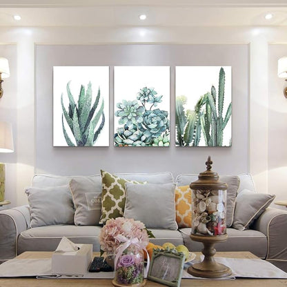 Canvas Wall Art for living room bathroom Wall Decor for bedroom kitchen artwork Canvas Prints green plant flowers painting 16" x 24" 3 Pieces Modern framed office Home decorations family picture