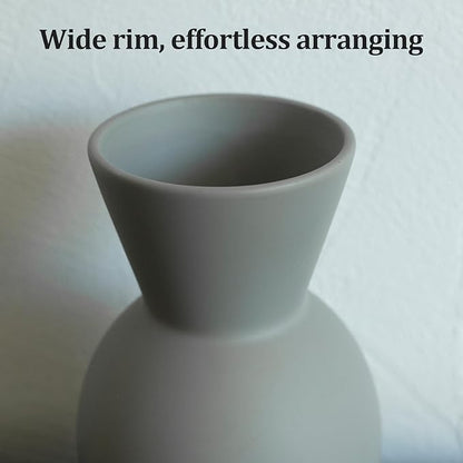Ceramic Flower Vase Set of 3, Fake Flowers in Vase for Centerpieces with 8 Artificial Autumn Chrysanthemums Artificial Decorative Swags