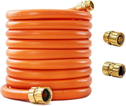 Garden Hose 75ft x 5/8", Custom Length, -40°F to 150°F, All-weather, NO Kink, Flexible, 600 Burst PSI, Leakproof Water Hose with Additional Customizable Solid GHT Fittings