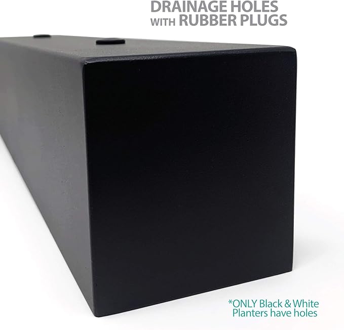 Buhbo Modern Steel Trough Rectangle Planter 16 inch, Black