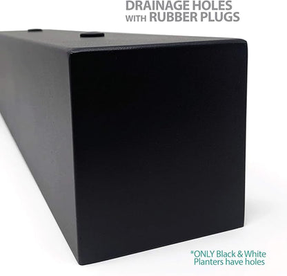Buhbo Modern Steel Trough Rectangle Planter 16 inch, Black