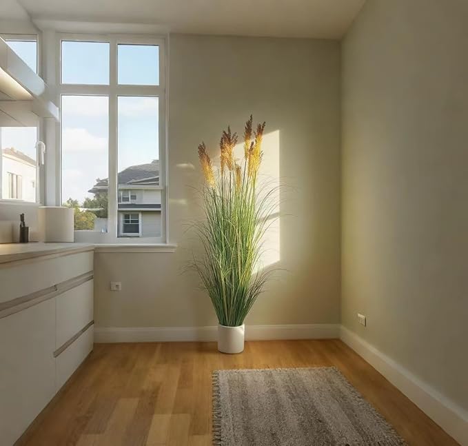 57" (4.8ft,2Pack) Pampas Grass Potted Plants,Artificial Tall Grass Faux Plants Fake Grass, Faux Pampas Grass Home Decor As Plant Room Decor Floor Plants