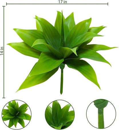 Agusbagli 2pcs Succulents Plants Artificial Aloe Plant, 14in Large Real Touch Succulents Unpotted Faux Agave Greenery Plants for DIY Home Wedding Garden Office Outdoor Decoration