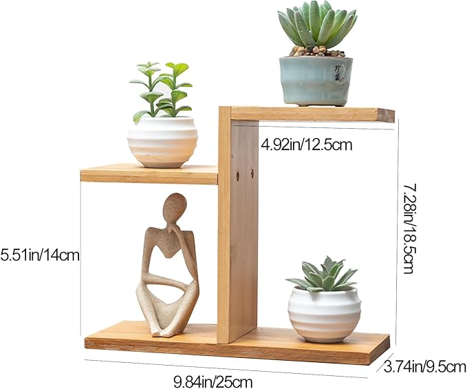 Mini Desktop Plant Stand Indoor Multi-Layer Window Sill Flower Stand Bamboo Succulent Window Sill Stand Bracket For Home , Office, Living Room, Bedroom Plant Display(Three-Layer)
