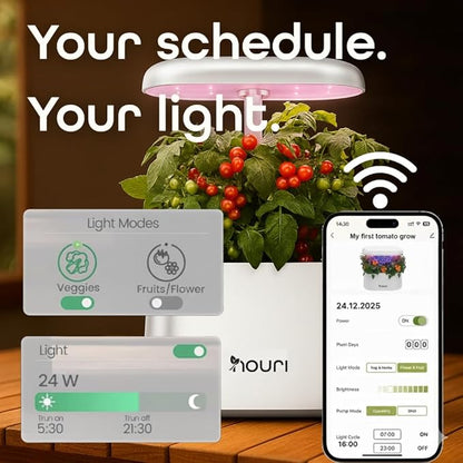 Nouri 5 pod APP Smart Garden for Home Cooks | w/Heirloom Salad | Hydroponics Growing System | LED Grow Lights | Indoor Herb Garden Kit | Herb Growing Kit Indoors for Plant Lovers, Gardeners, Kitchen