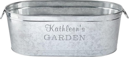 Let's Make Memories Personalized Planter Tub for Mom Grandma Wife - Custom Engraved Decorative Metal Flower Pot - for Mothers Day from Family Daughter Son Kids - 5.5 Gallons - Any 2-Line Message