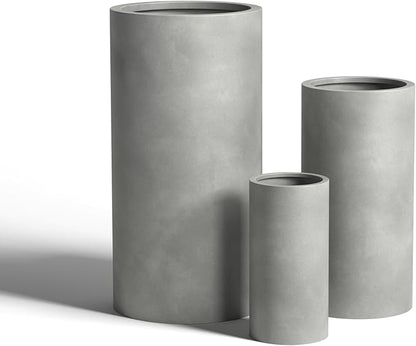DTY Signature Mount Oxford Tall Outdoor Planter - Large Gray 31.5 Inch Height Modern Tall Planter Pot for Indoor & Outdoor Spaces - Stylish Planter for Contemporary Homes and Gardens