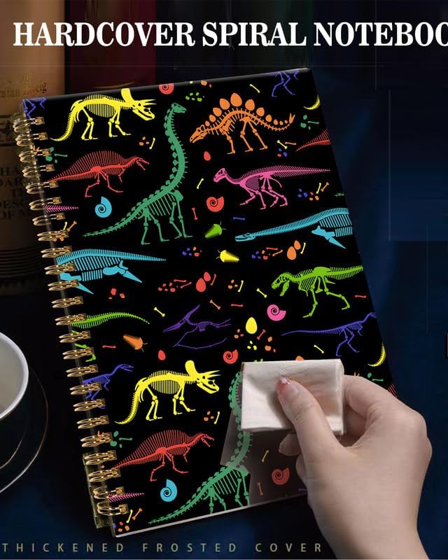 Spiral Journal Notebook,A5 Hardcover Lined Journals for Women Girl 6 x 8.3 in,120 Pages Thick Paper,Cute College Ruled Writing Notebook for Gifts Office Work School(Colorful Skeleton Dinosaurs)