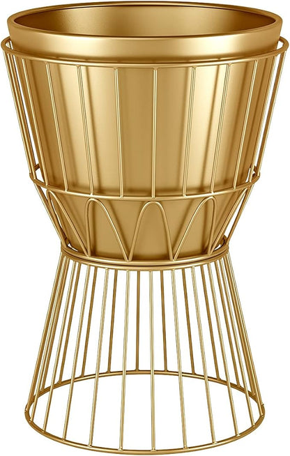 Gold Planter Stand with Pot 12" - Decorative Metal Plant Holder Stand Indoor, Gold Plant Stand Modern Flower Potted Rack for Corner Display, Living Room, Office, Modern Home Decor - 17.5" Tall