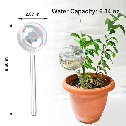 3pcs Plant Self Watering Device, Blown Glass Automatic Watering Globes, Self Watering Planter Insert for Indoor Outdoor Pot Plant, Home Garden Patio Hanging Plant Waterer
