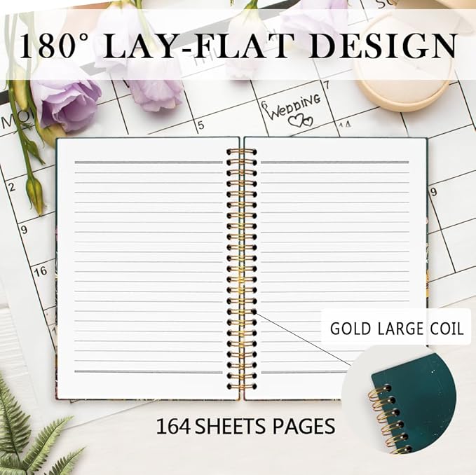 nvucamd Vintage Floral Spiral Notebook, Dark Green Cottagecore Wildflower Botanical Journal Notebook, Retro Moody Flower Journaling Notebooks for Women, Floral Gifts Office Supplies, 5.5x8.3 Inch