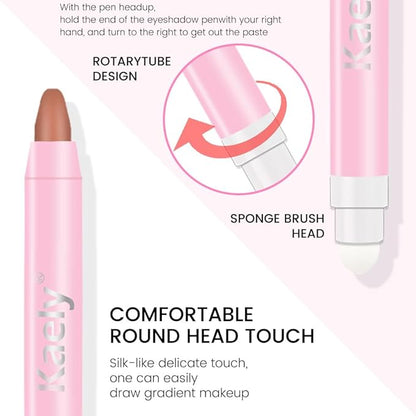 evpct 1Pcs Caramel Matte Cream Eye Shadow Brightener Sticks for Eyes Waterproof Pigmented, Double Ended Cream Eyeshadow Stick Pencil Pen with Applicator, Eye Shadow Palette Highlighter Makeup 30