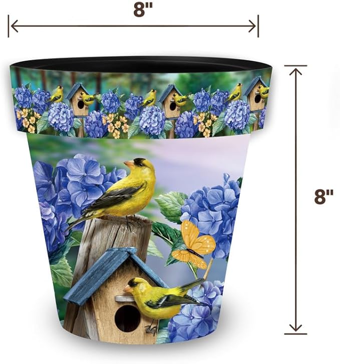 Briarwood Lane Goldfinches and Hydrangea Small Planter