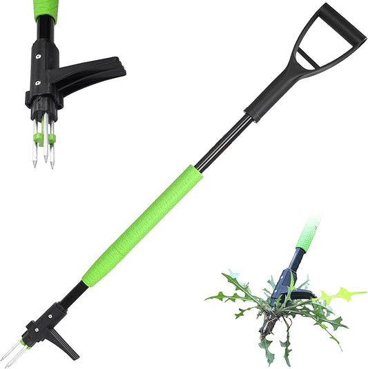 Garden Guru Stand Up Weeder Weed Puller Tool – Long Handle up to 45-Inch – Heavy Duty 3 Claw Weeder with Foot Pedal – No Bending or Kneeling – Great for Dandelions, Thistle, Grass