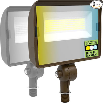 Select LED Flood Light with Photocell, 50W/80W/100W Wattage Selectable, 13500 Lumen, 3000K/4000K/5000K CCT, IP65 Waterproof, UL Certified Outdoor Security Light for Yard, Driveway (Knuckle Mount)