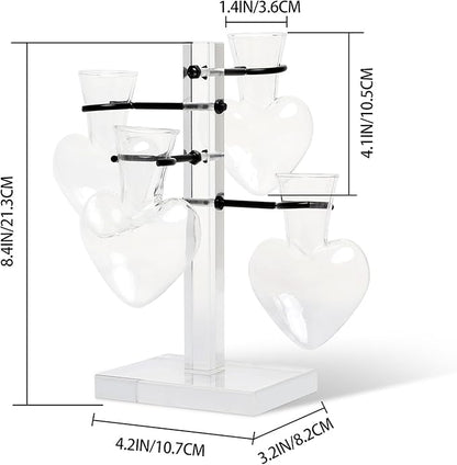 Clear Plants Propagation Stations Terrarium Kit Birthday Gift for Women for Indoor Home Office Decor Acrylic Plant Accessories - 4 Love Hear Vase