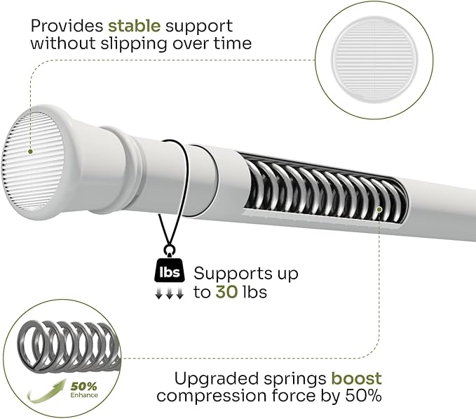 Bamworld Window Plant Hanger Indoor Adjustable Hanging Planters for Indoor Plants Spring Tension Rods 27''-51'' No Drilling Expandable Hanging Plant Holder for Hanging Basket for Balcony Decor (White)