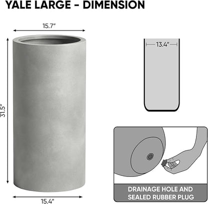DTY Signature Mount Oxford Tall Outdoor Planter - Large Gray 31.5 Inch Height Modern Tall Planter Pot for Indoor & Outdoor Spaces - Stylish Planter for Contemporary Homes and Gardens