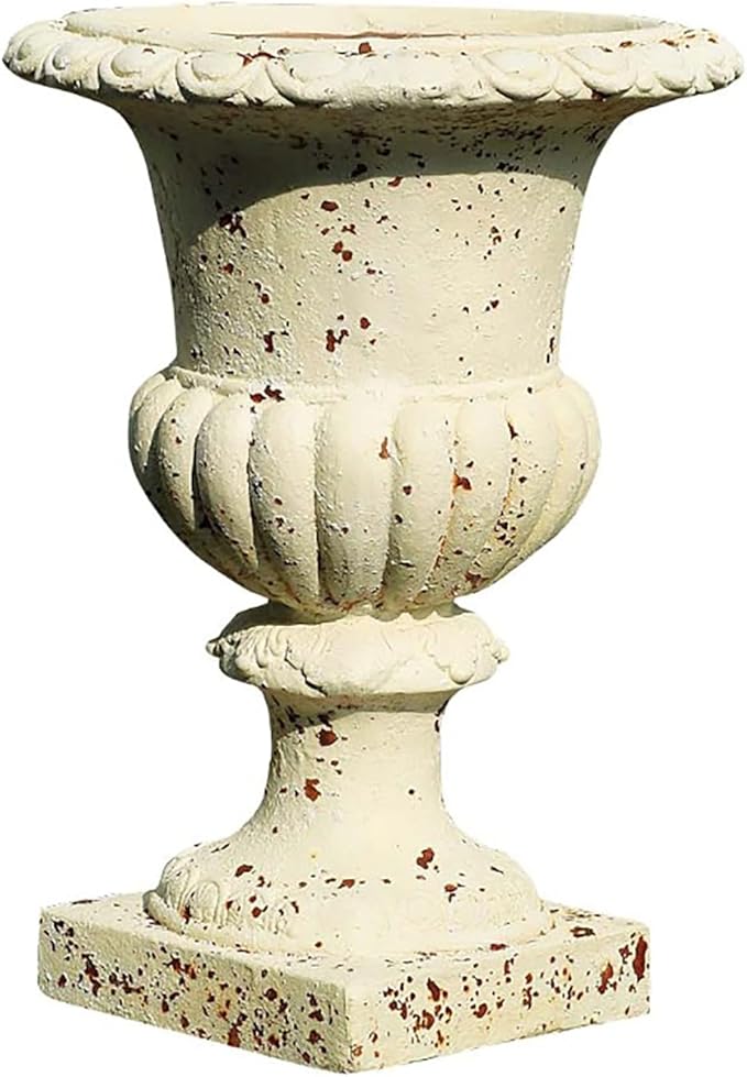 VISIBLE Vintage European Giant Garden Urn Planter, Decorative Cement and Fiber Flower Pot, Make Rust Finished, Wrap Foam Safely Delivered from Local Warehouse (Award Cup, Large)