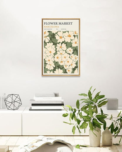 Zzuyi Framed Flower Market Wall Art,Green And White Fresh Art Print for Bathroom, Bed Room, Office Home Decoration Gift- 12"x 16"