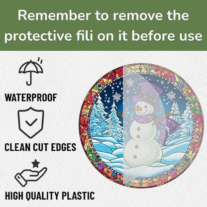 Acrylic Window Hanging Winter Snowman Stained Panel Window Decoration for Outdoor Indoor Garden Yard Home Winter Decor 8 Inch