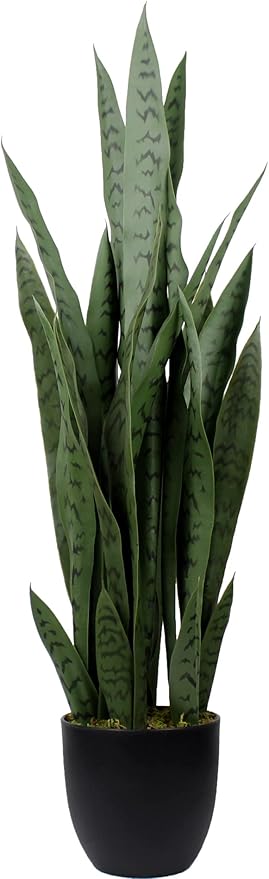 NICENATURE Artificial Sansevieria Plant 35 Inches Faux Snake Plant in Pot for Home Décor Office Decoration Green