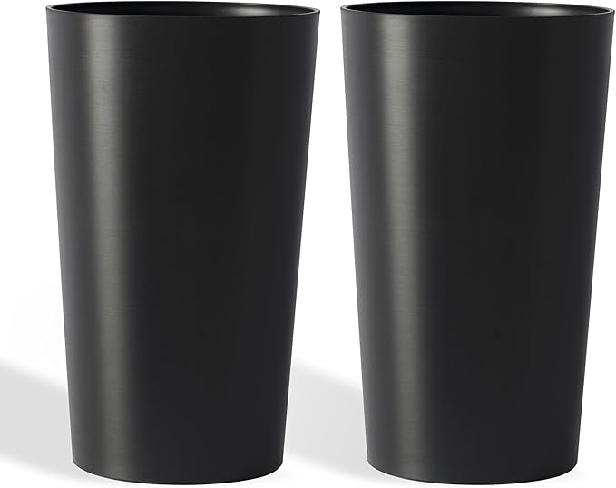 Set of 2 Tall Planters 22", Large Planters for Outdoor Indoor Plant Pots with Wire Drawing Process, Containers Large Decorative Tree Planter Front Porch Patio, Black