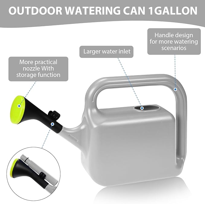 Outdoor Watering Can for Plants Indoor Watering Can for Houseplants 3/4 Gallon 3L (Grey)