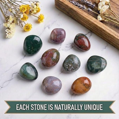 Polished Ocean Jasper Crystal Stones - 2 Pcs of 1.2" Worry Stone for Anxiety, Pocket Palm Stone Super Large Handpicked Natural Tumbled Gemstones for Meditation, Reiki, Chakra Healing, Home Decor