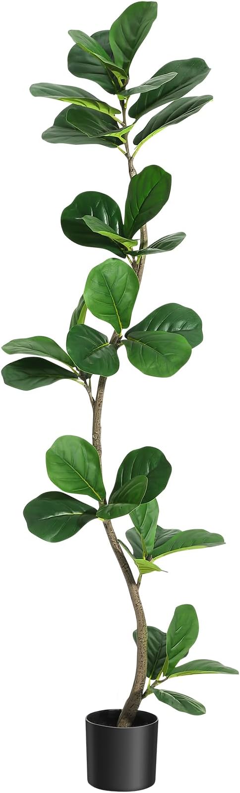 Artificial Fiddle Leaf Fig Tree, 5ft Faux Ficus Tree with Black Nursery Planter, Fake Plant for Home, Office, Living Room