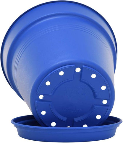Mintra Home Garden Pots 4pk - Flowers, Herbs, Plants, Indoor, Outdoor, Colorful, Wholesale, Bulk (Blue, 19cm Diameter (7.5in))