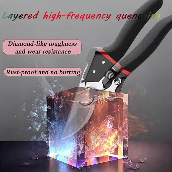 8" Professional Premium SK5 Bypass Pruning Shears, Hand Pruners, Garden Clippers.