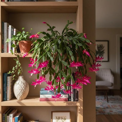 Christmas Cactus Live Plant 4 inch Pot, Christmas Flower Plant, Flower Succulents Plants, Holiday Christmas Cactus for Planting (Pink Christmas Cactus)