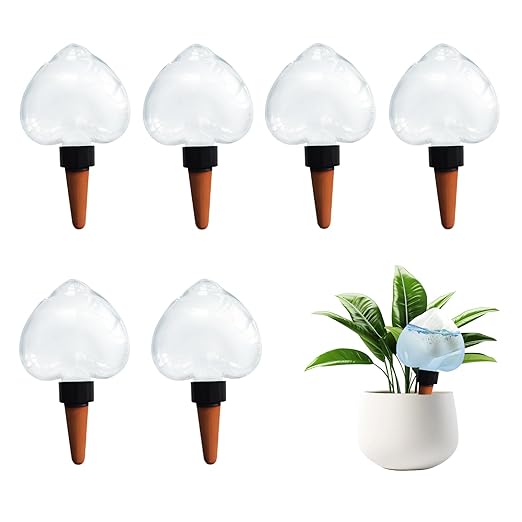 Heart-Shaped 7.04oz/200ml Plant Watering Globes - 6 Self Watering Globes for Outdoor ＆ Indoor Plants - Automatic,Slow,Self Watering Spikes Care of Plants Everyday