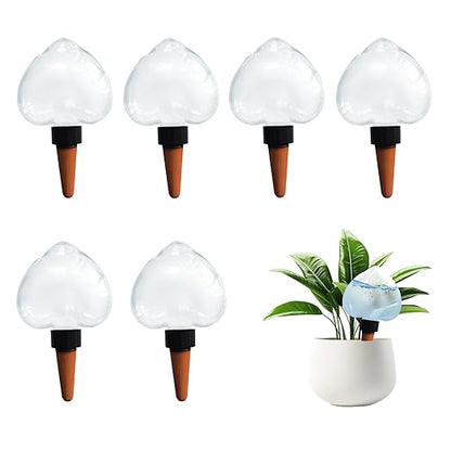 Heart-Shaped 7.04oz/200ml Plant Watering Globes - 6 Self Watering Globes for Outdoor ＆ Indoor Plants - Automatic,Slow,Self Watering Spikes Care of Plants Everyday