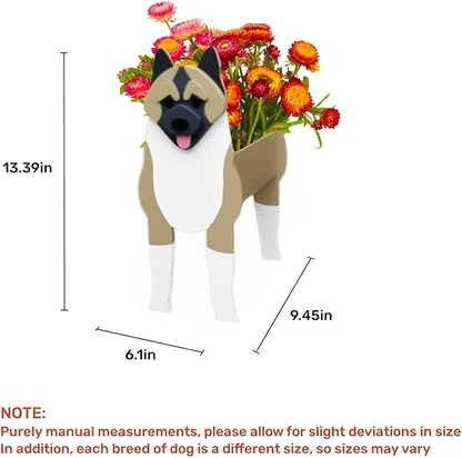 American Akita Dog Planter Plant Pots,Cute Dog Flower Planter,Gifts for Pet Lovers,Unique Animal Plant Pots,Office,Indoor Outdoor Garden Decor(9.45 * 6.1 * 13.39in)