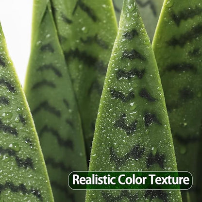 35" Lifelike Faux Snake Plant, Realistic Artificial Plants with 28 Thick PEVA Leaves, Indoor/Outdoor UV-Proof Greenery Decor, Patio, Office & Home Decor, Includes Black Pot & Preserved Moss