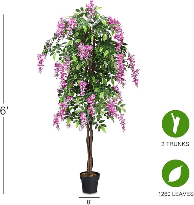 SAFEPLUS 2 Pack 6ft Ficus Artificial Fake Trees for Indoor or Outdoor