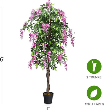 SAFEPLUS 2 Pack 6ft Ficus Artificial Fake Trees for Indoor or Outdoor
