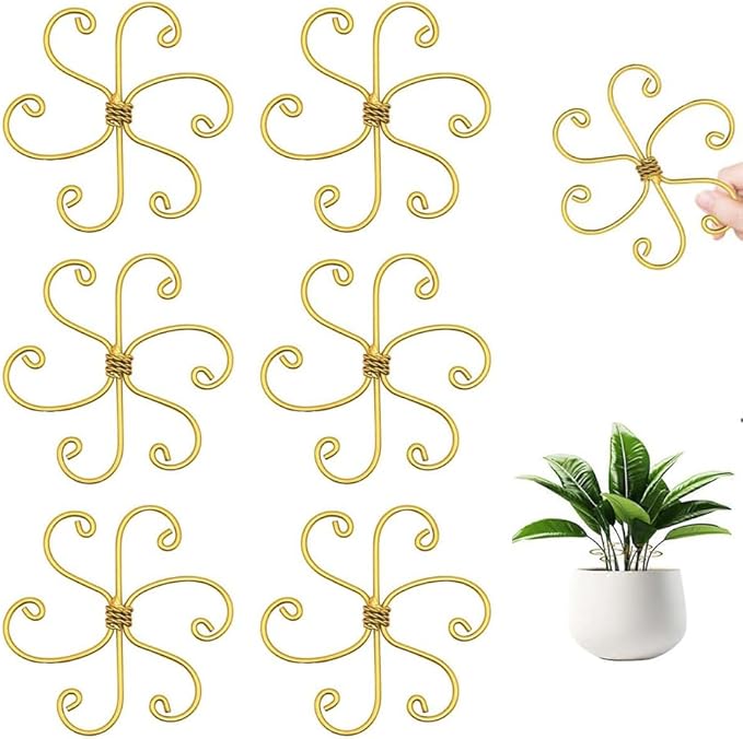 Plant Support Stakes,Flower-Shaped Indoor Plant Trellis,6 Pcs Reusable Plant Holder Stabilizer,Durable Plastic Climbing Plant Support Rings for Potted Plants,Vines,and Growing Support