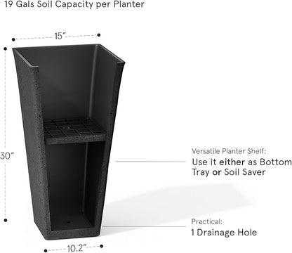 LA Jolie Muse 30 Inch Tall Planters for Outdoor Plants, 2 Sets Concrete Grey, Tall Large Planters for Front Door, Patio and Deck