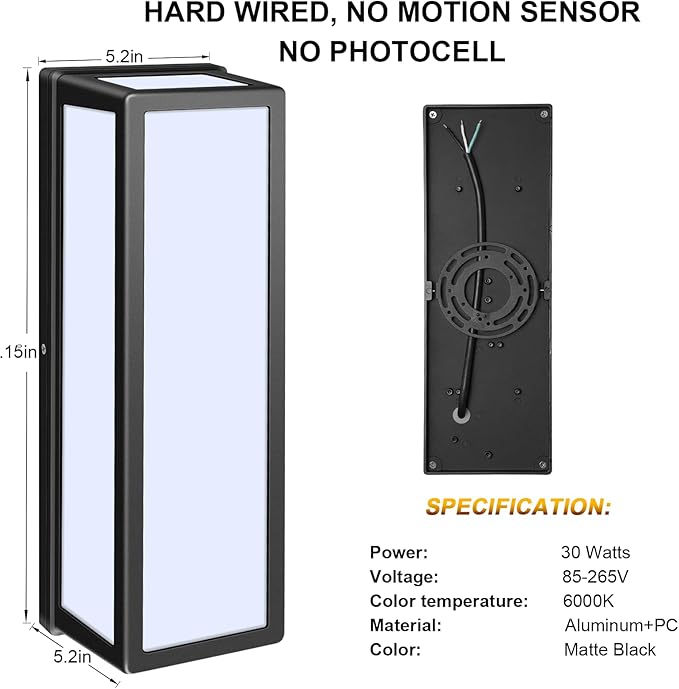 30Watt Modern Outdoor Wall Lights, 2000 Lumen IP65 Waterproof Exterior Porch Light, 6000K Daylight Anti-Rust Wall Mount Outdoor Flood Lighting for House, Front Porch, Patio, Garage