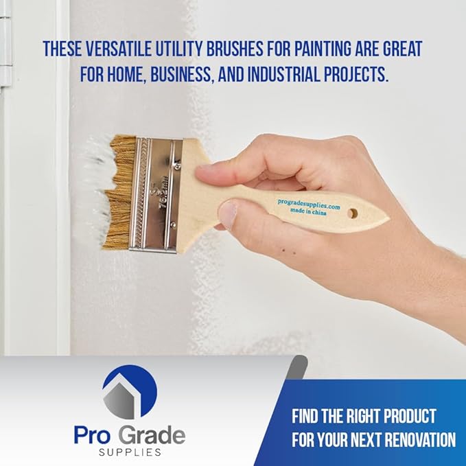Pro Grade - Chip Paint Brushes - 24 Ea 3 Inch Chip Paint Brush Light Brown