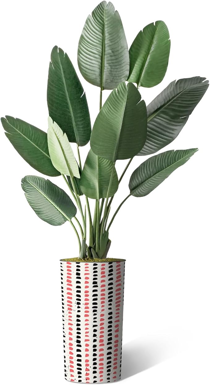 Artificial Tree in Contemporary Planter, Fake Bird of Paradise Silk Trees for Indoor and Outdoor Home Decoration - 67" Overall Tall (Plant Pot Plus Tree)