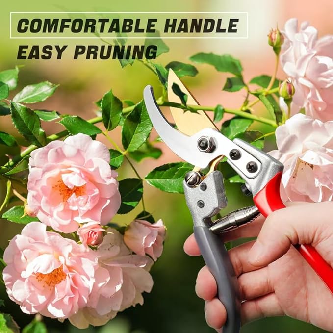 Professional gardening shears, made of SK5 stainless steel material, sturdy and durable, Dual color anti slip handle is easier to use ，and suitable for various tasks such as gardening pruning