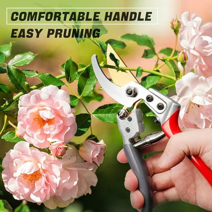 Professional gardening shears, made of SK5 stainless steel material, sturdy and durable, Dual color anti slip handle is easier to use ，and suitable for various tasks such as gardening pruning