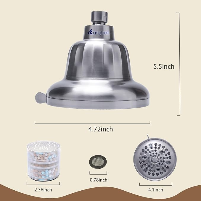 Filtered Shower Head - Water Softener Shower Head | Shower Filter for Hard Water To Remove Impurities for Healthier Scalp, Skin Hair(4.7 Inch Brushed Nickel)